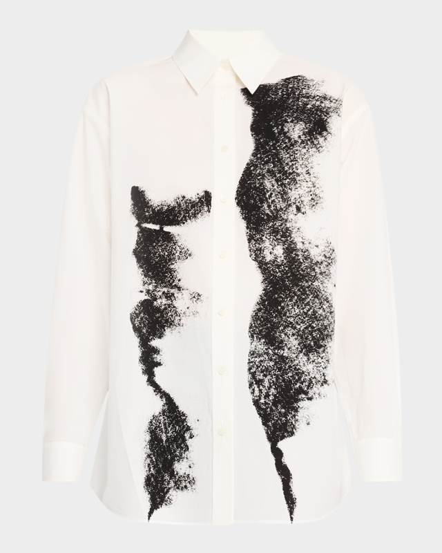 Oversized Abstract-Print Boyfriend Shirt